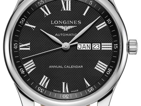 Longines Master Collection Automatic Stainless Steel Black Dial Black Leather Strap Date Month Mens Watch L2.920.4.51.7 Sale