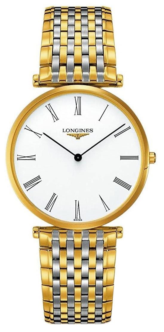 Longines La Grand Classique Yellow Gold PVD and Stainless Steel White Dial Quartz Mens Watch L4.766.2.11.7 Fashion