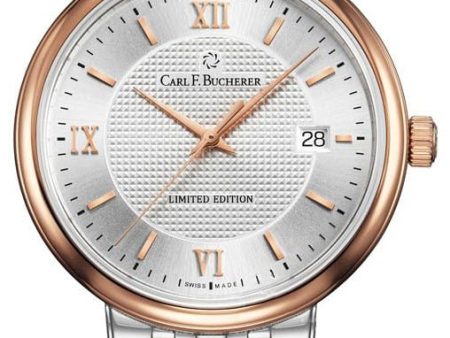 Limited Edition Carl F. Bucherer Adamavi Automatic Stainless Steel and 18k Rose Gold Silver Dial Date Mens Watch 00.10314.07.15.98 For Cheap