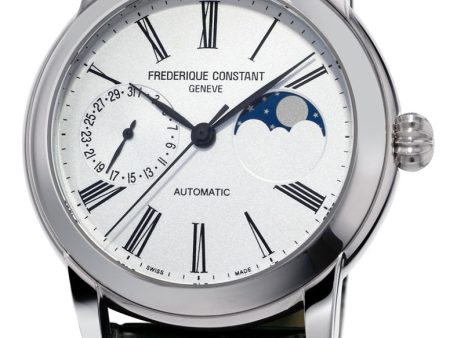 Frederique Constant Classic Moonphase Manufacture Automatic Silver Dial Black Leather Strap Mens Watch FC-712MS4H6 Cheap