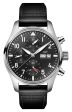 IWC Pilot s Automatic Chronograph Stainless Steel Black Dial Black Leather Strap Day Date Mens Watch IW388111 Fashion