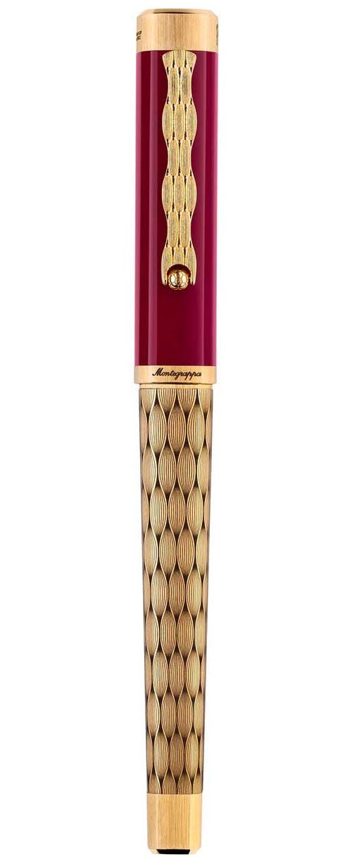 Limited Edition Montegrappa Al Tarikh Yuktab Fine Nib Maroon Yellow Gold Fountain Pen ISZ4F2IY_Q For Cheap