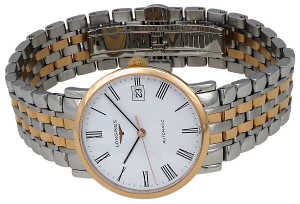 Longines Elegant Collection Automatic Steel & 18k Rose Gold Plated Mens Watch L4.809.5.11.7 Sale