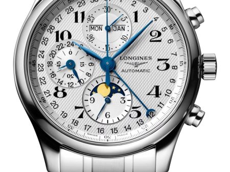 Longines Master Collection Automatic Chronograph Stainless Steel Silver Dial Day Date Month Moonphase Mens Watch L2.773.4.78.6 Online now