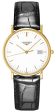 Longines Presence 18kt Gold Black Leather Strap White Dial Date Mens Watch L4.743.6.12.2 Online Sale