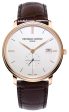 Frederique Constant Slimline Small Seconds Rose Gold PVD Silver Dial Brown Leather Strap Date Quartz Mens Watch FC-245V5S4 Fashion