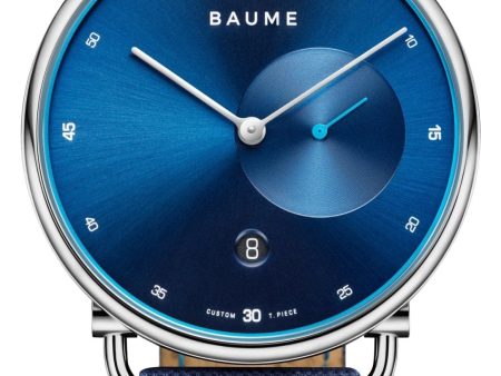 Baume & Mercier Baume Stainless Steel Blue Dial Blue Cotton Strap Date Quartz Mens Watch M0A10601 Hot on Sale