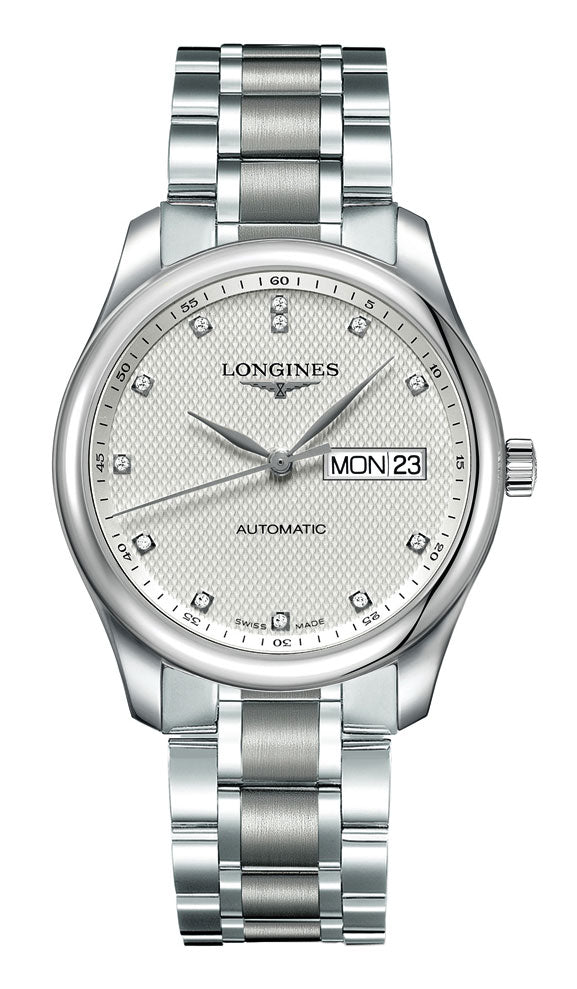 Longines Master Collection Automatic Stainless Steel Silver Dial Diamonds Day Date Mens Watch L2.755.4.77.6 Online