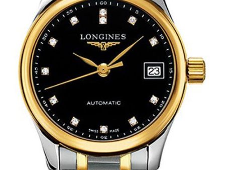 Longines Master Collection Automatic Two-Tone Stainless Steel Black Dial Diamonds Date Womens Watch L2.128.5.57.7 For Sale