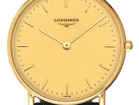 Longines Presence 18kt Solid Gold Black Leather Gold Dial Luxury Mens Watch L4.743.6.39.2 Supply