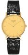 Longines Presence 18kt Solid Gold Black Leather Gold Dial Luxury Mens Watch L4.743.6.39.2 Supply