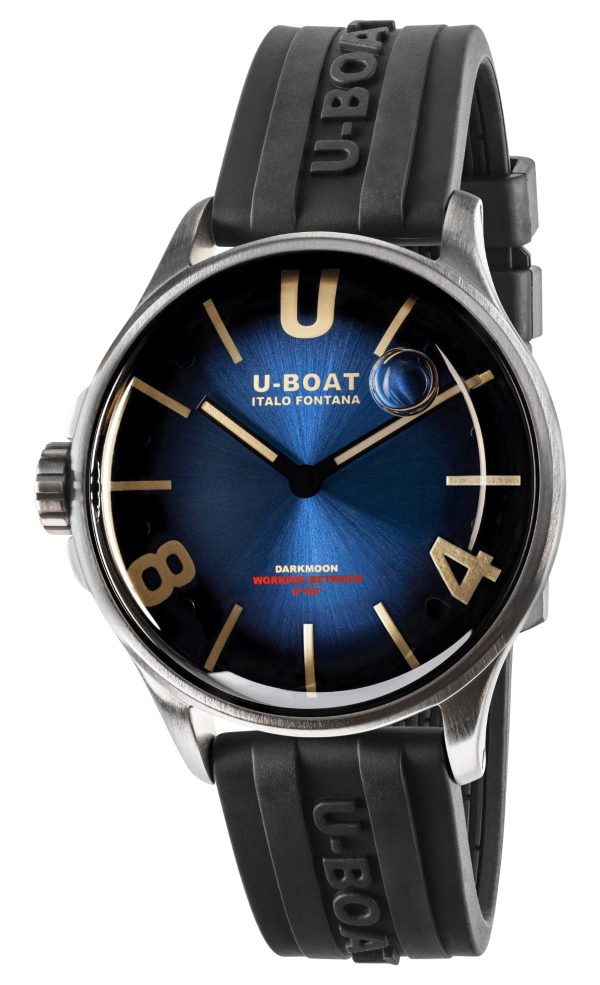 U-Boat Darkmoon Stainless Steel Blue Dial Black Rubber Strap Quartz Mens Watch 9021 Online Sale