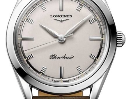 Longines Heritage Classic Silver Arrow Automatic Silver Dial Brown Leather Strap Mens Watch L2.834.4.72.2 For Cheap