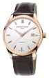 Frederique Constant Classics Index Automatic Rose Gold Tone Steel Silver Dial Brown Leather Strap Mens Watch FC-303V5B4 Cheap