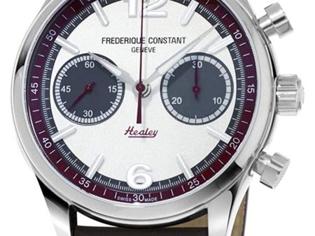 Limited Edition Frederique Constant Vintage Rally Healey Chronograph Automatic Stainless Steel Silver Dial Gray Leather Strap Mens Watch FC-397HSG5B6 Online Sale