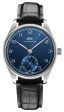 IWC Portugieser Automatic Stainless Steel Blue Dial Black Leather Strap Mens Watch IW358305 Fashion