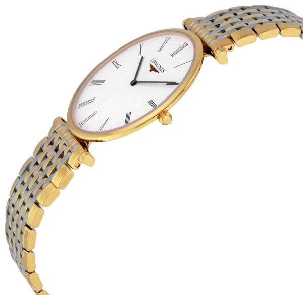 Longines La Grand Classique Yellow Gold PVD and Stainless Steel White Dial Quartz Mens Watch L4.766.2.11.7 Fashion