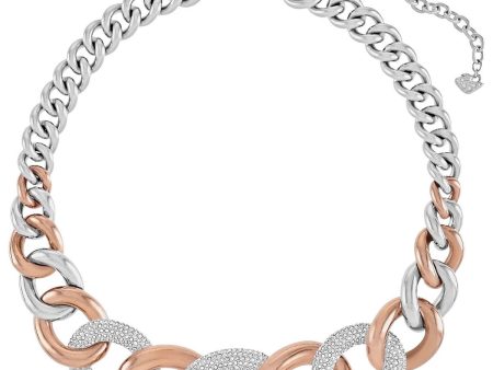 Swarovski Bound Crystal Pavé Palladium Plated Steel Rose Gold Chunky Chain Link Necklace for Women 5089276 Fashion