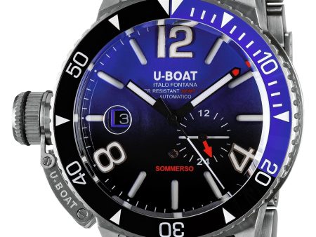 U-Boat Sommerso Automatic Stainless Steel Blue and Black Dial Date Divers Mens Watch 9519 MT Hot on Sale