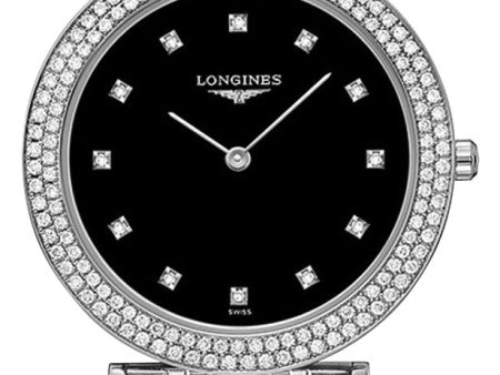 Longines La Grande Classique Stainless Steel Black Dial Diamonds Quartz Womens Watch L4.515.0.58.6 Supply