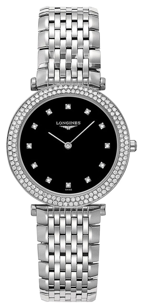 Longines La Grande Classique Stainless Steel Black Dial Diamonds Quartz Womens Watch L4.515.0.58.6 Supply