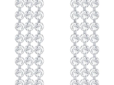 Swarovski Fit Palladium Plated Crystals Pierced Long Drop Earrings 5293087 For Sale