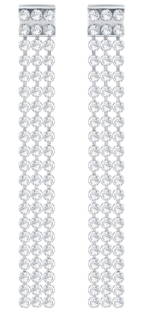 Swarovski Fit Palladium Plated Crystals Pierced Long Drop Earrings 5293087 For Sale