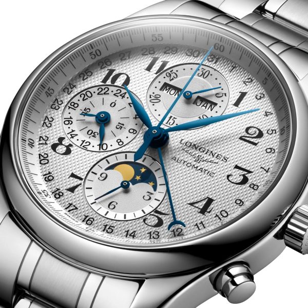 Longines Master Collection Automatic Chronograph Stainless Steel Silver Dial Day Date Month Moonphase Mens Watch L2.773.4.78.6 Online now