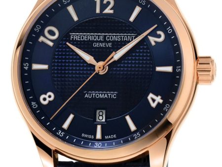 Limited Edition Frederique Constant Runabout Rose Gold Tone Steel Automatic Blue Dial Blue Leather Strap Mens Watch FC-303RMN5B4 Sale