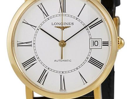 Longines Presence Automatic 18K Yellow Gold White Dial Black Leather Strap Date Mens Watch L4.778.6.11.0 Cheap