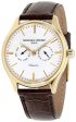 Frederique Constant Classics Gold Plated Steel Silver Dial Brown Leather Strap Day Date Quartz Mens Watch FC-259ST5B5 Fashion