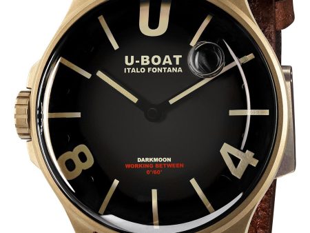 U-Boat Darkmoon Bronze PVD Black Dial Brown Leather Strap Quartz Mens Watch 9304 on Sale