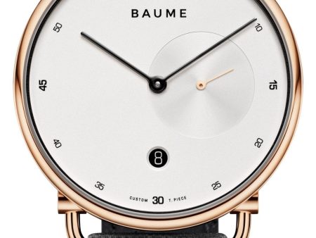 Baume & Mercier Baume Rose Gold PVD Silver Dial Gray Cotton Strap Date Quartz Mens Watch M0A10600 Online Sale